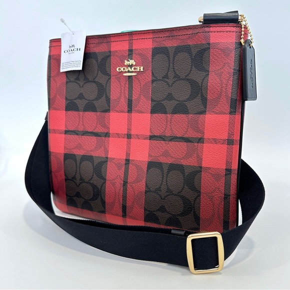 Coach Bags Coach Zip File Crossbody Bag In Signature Plaid Print